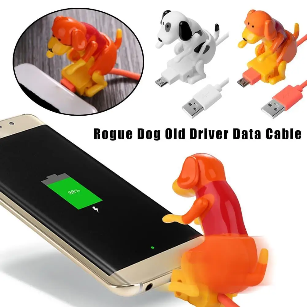 Touch Activated Moving Dog Charging Cable Funny Prank USB Cord For iPhone Type-C Micro USB Creative Novelty Gift Phone Accessory