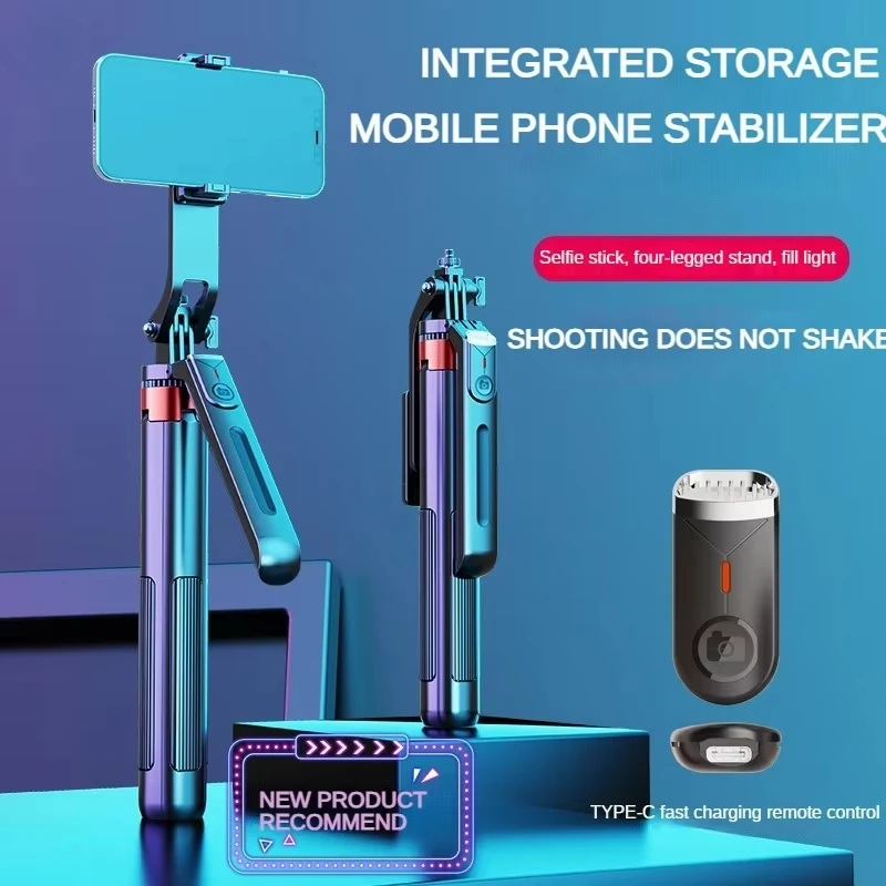 LISCN Selfie Stick Stativ 360° °   Rotation wiederaufladbarer Fernbedienungs-Quadripod-Ständer, Gimbal-Griff, Selfie-Stick für Vlogging, Live-Stream