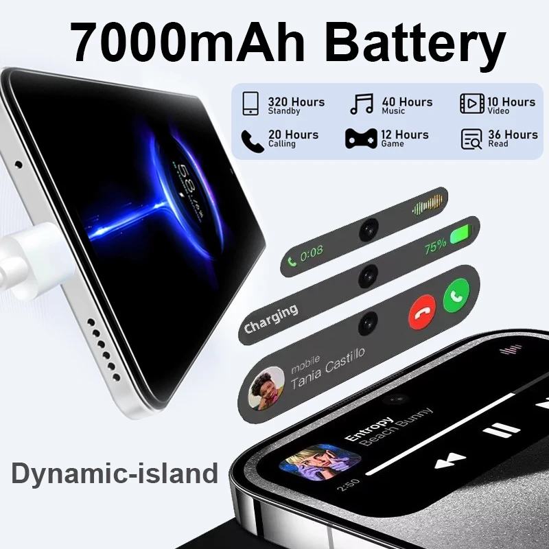 هاتف i16 Pro Max الذكي ومجموعة بطاقات TF سعة 64 جيجابايت لنظام Android، هاتف محمول FHD مقاس 6.99 بوصة، 8+256 جيجابايت Wifi GPS Goodplay Store App بشريحتين #5