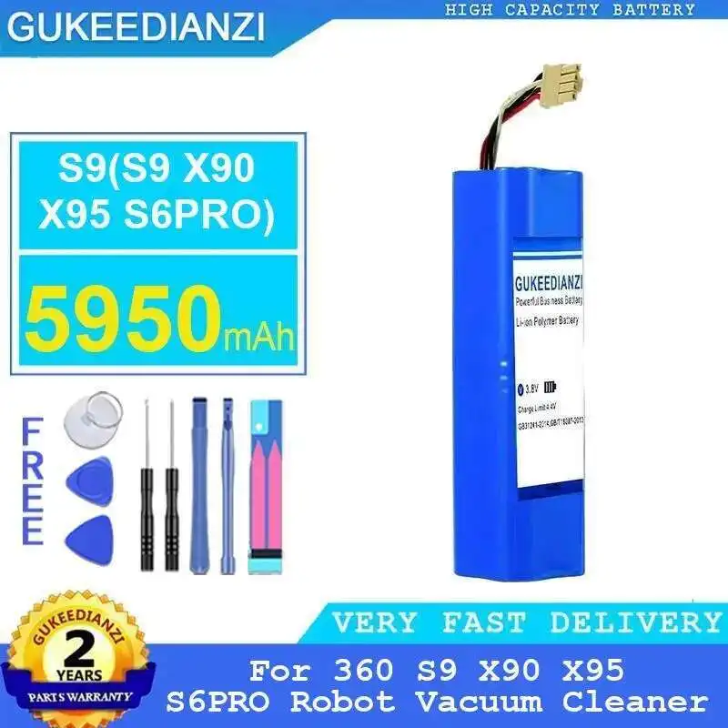 

5950Mah Reliable Replacement For 360 S9 X90 X95 S6PRO Robot Vacuum Cleaner Robotic Battery Power