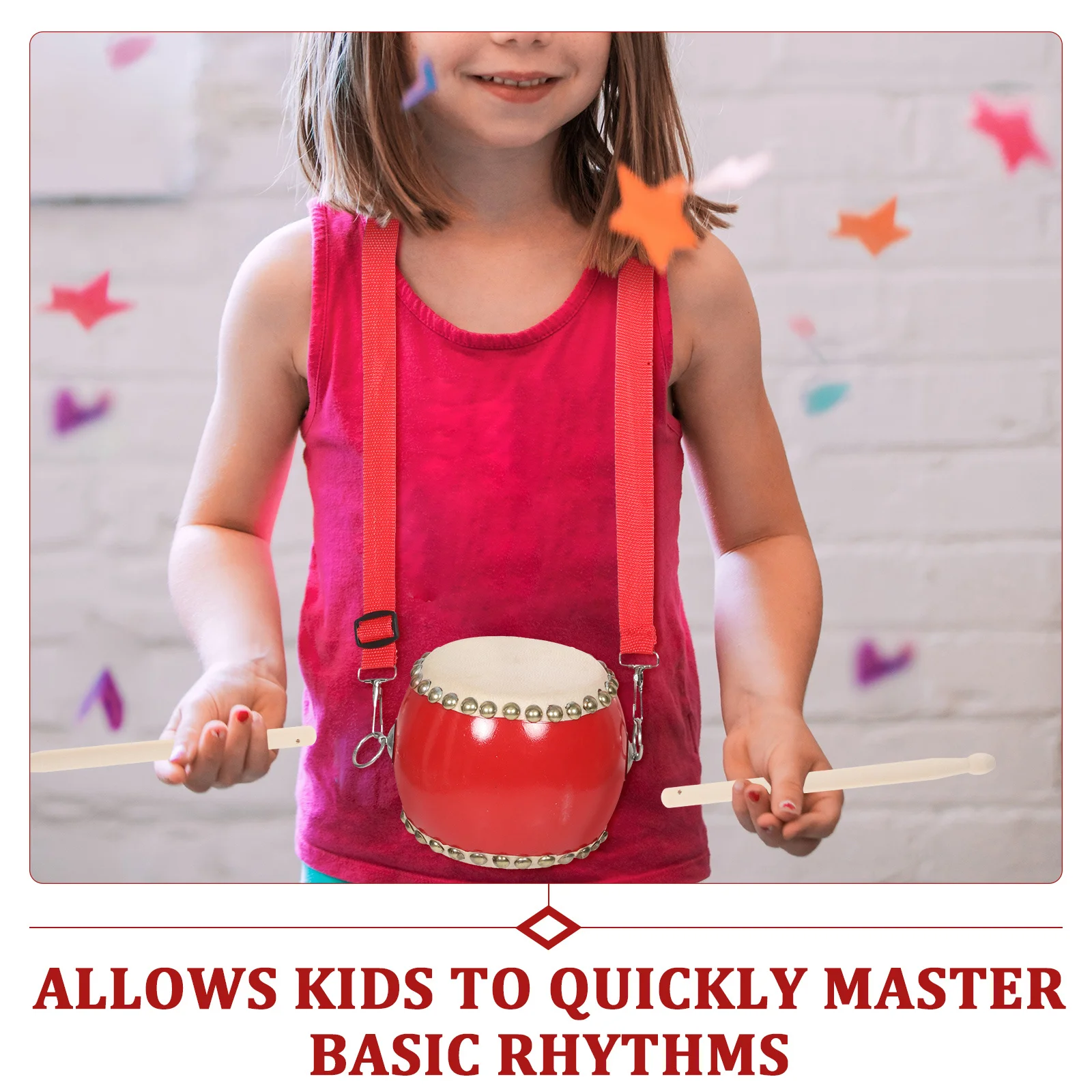 1Set Baby Drum Set Portable Small Hand Drum Kids Percussion Instrument Carry Strap Drumsticks Early Childhood Education