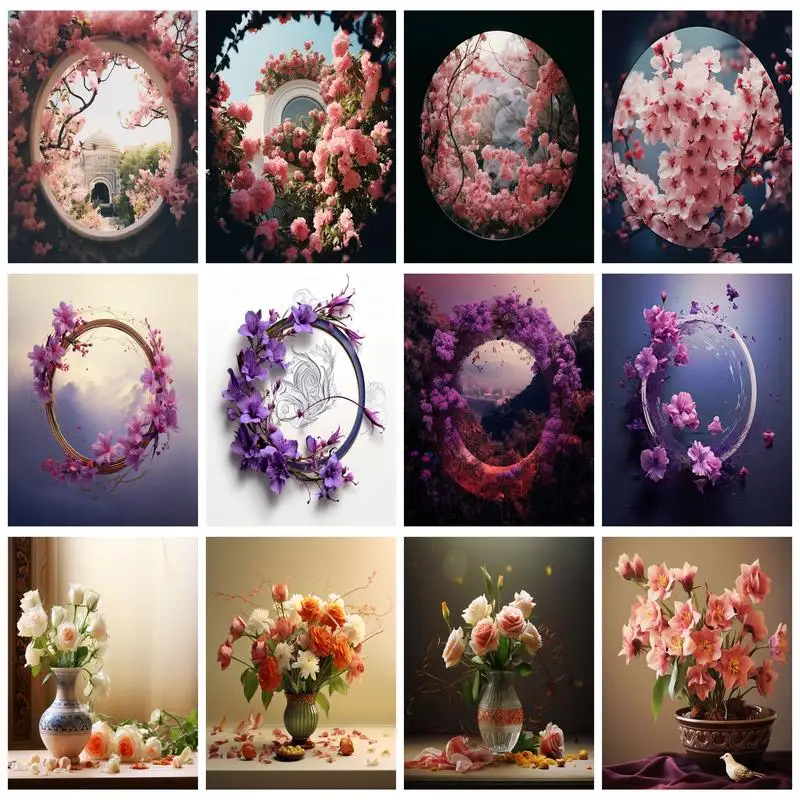 

RUOPOTY Diamond Painting Full Round/Square Flower Art Rhinestone Picture Mosaic Cross Stitch Embroidery Home Decoration