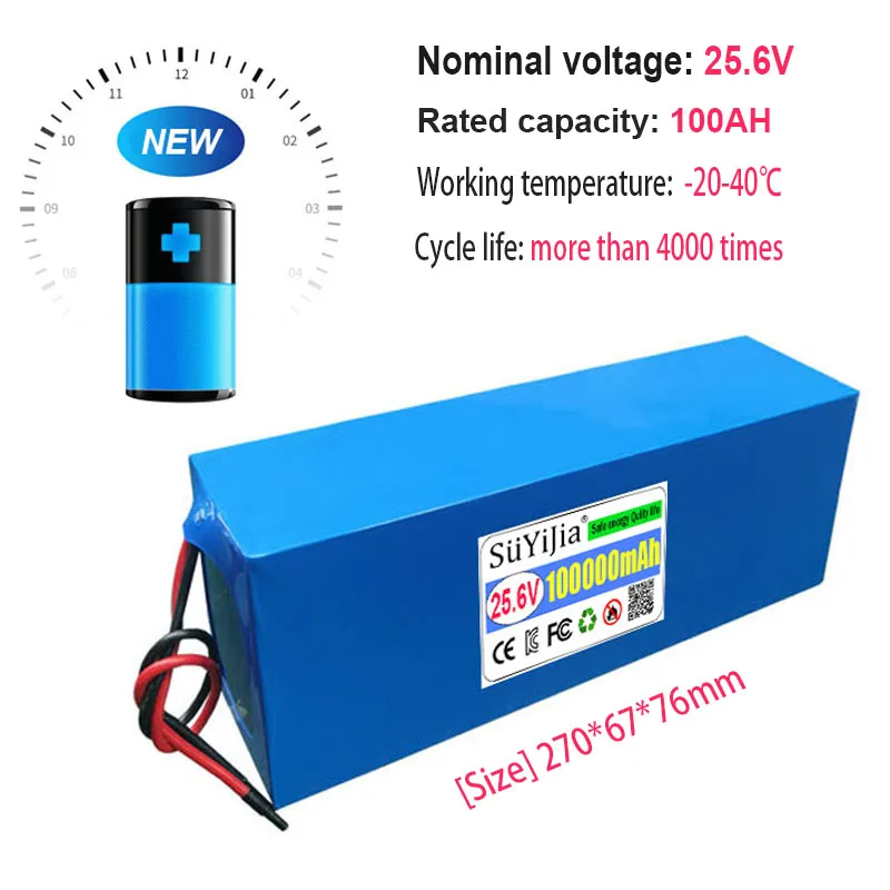 25.6V 32700 LifePo4 Battery Pack 100Ah with 30A BMS Lithium Iron Phosphate Camping Backup Battery for High-quality Solar Energy