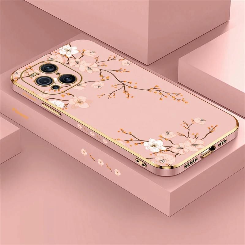 Color Flower Luxury Plating Phone Case For OPPO Find X3 Pro X2 NEO X5 Lite Soft Pattern Cover Funda