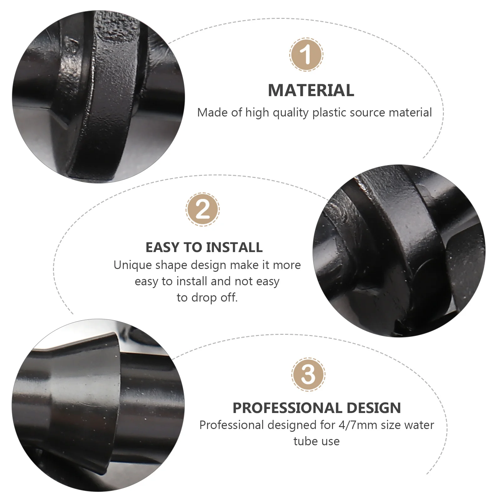 

100Pcs Drip Irrigation Hose Connector Plastic Fitting 4 7mm Tube Joint Garden Micro Tubing Leakproof Black Hose Fitting