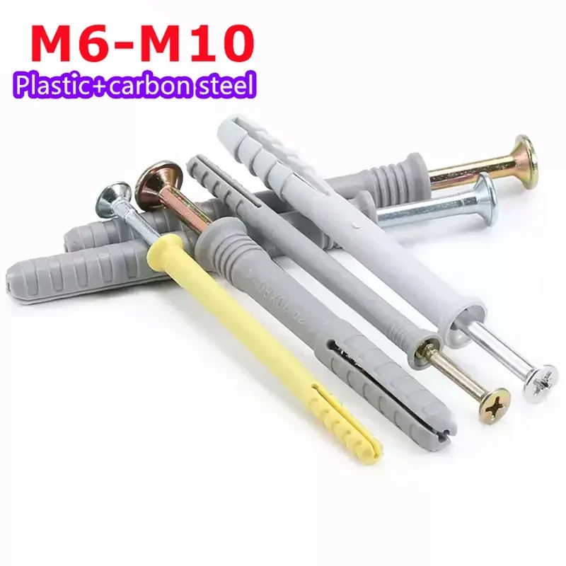 

M6 M8 M10 Ribbed Plastic Anchor Wall Plastic Expansion Pipe Tube Wall Plugs For Self-tapping Screws