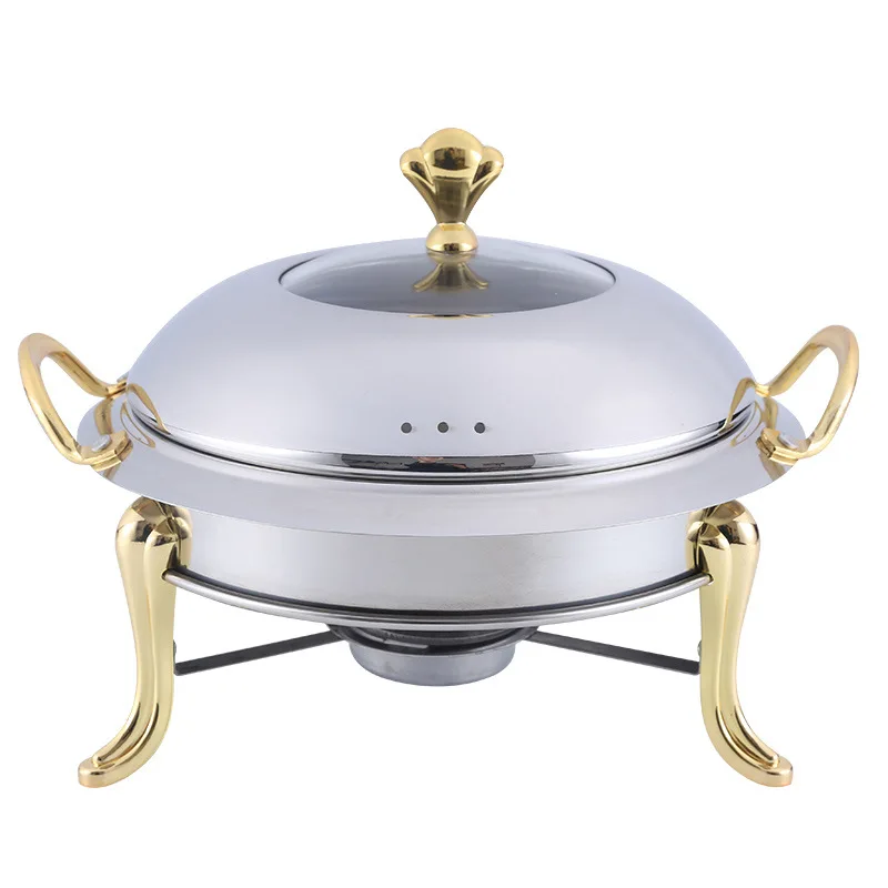 stainless steel hotpot set mini hotpot pot holder tempered glass lid  gold silver Chafing Dish Buffet pan Food Tray Warmer