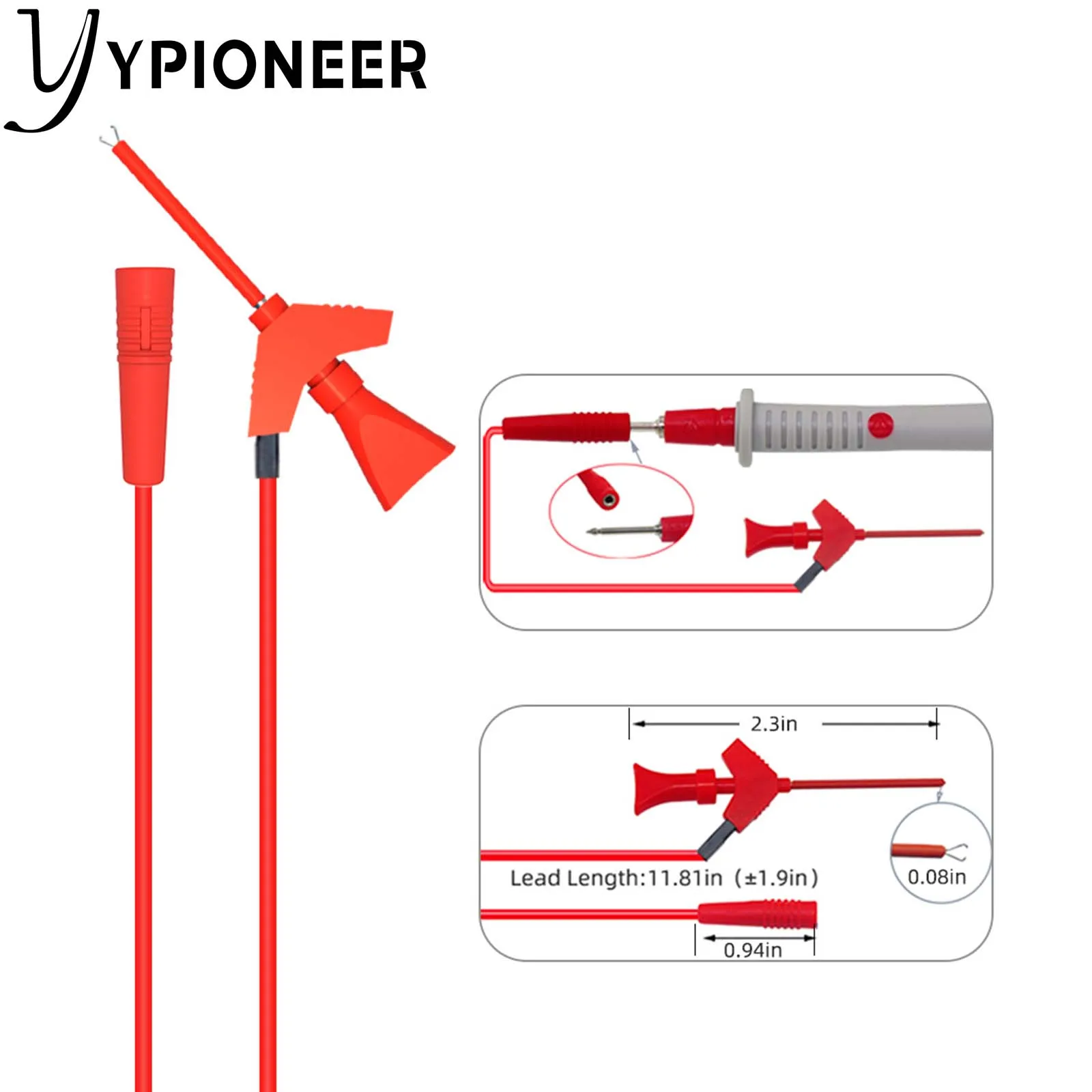 YPioneer P1503E Kit di puntali per Test multimetro sonde di prova elettriche digitali con Clip a coccodrillo Mini Grabber SMD IC Clip per gancio di prova