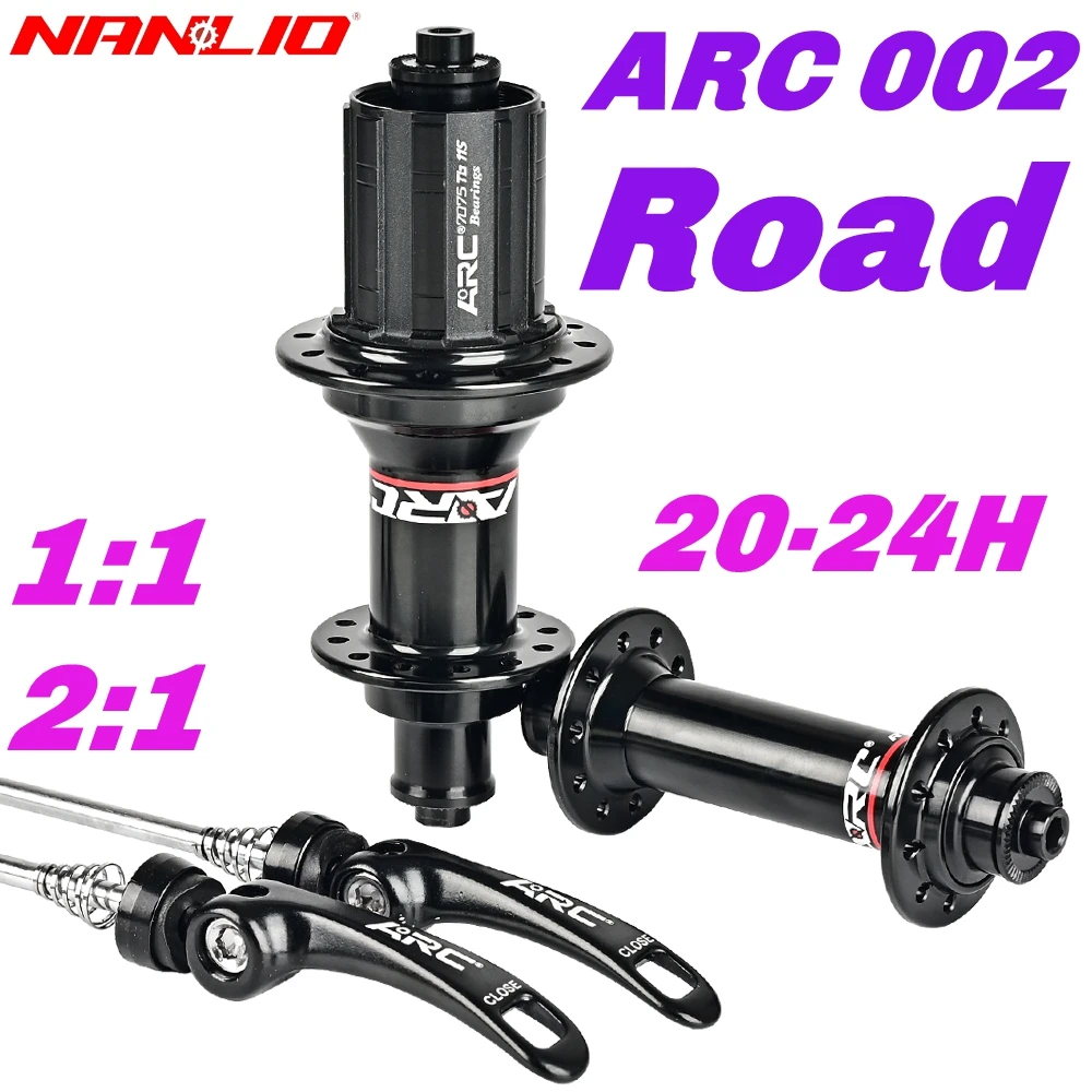 ARC Road Bike Hub, 4 Pawls, 48 Clicks, Front 100mm, Rear 130mm, NBK Bearing, 20/24 Holes, V Brake, Ultralight 280g, 8-11 Speed