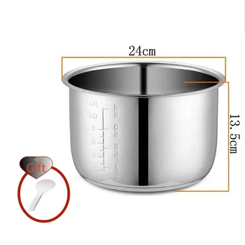 Revêtement d'autocuiseur électrique 5L, bols intérieurs, bol multicuiseur, réservoir en acier inoxydable pour la cuisson de la soupe et du bouillie