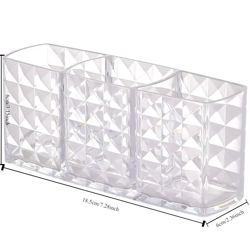 Multi-functional Diamond-Patterned Acrylic Holder for Makeup Brushes and Pens