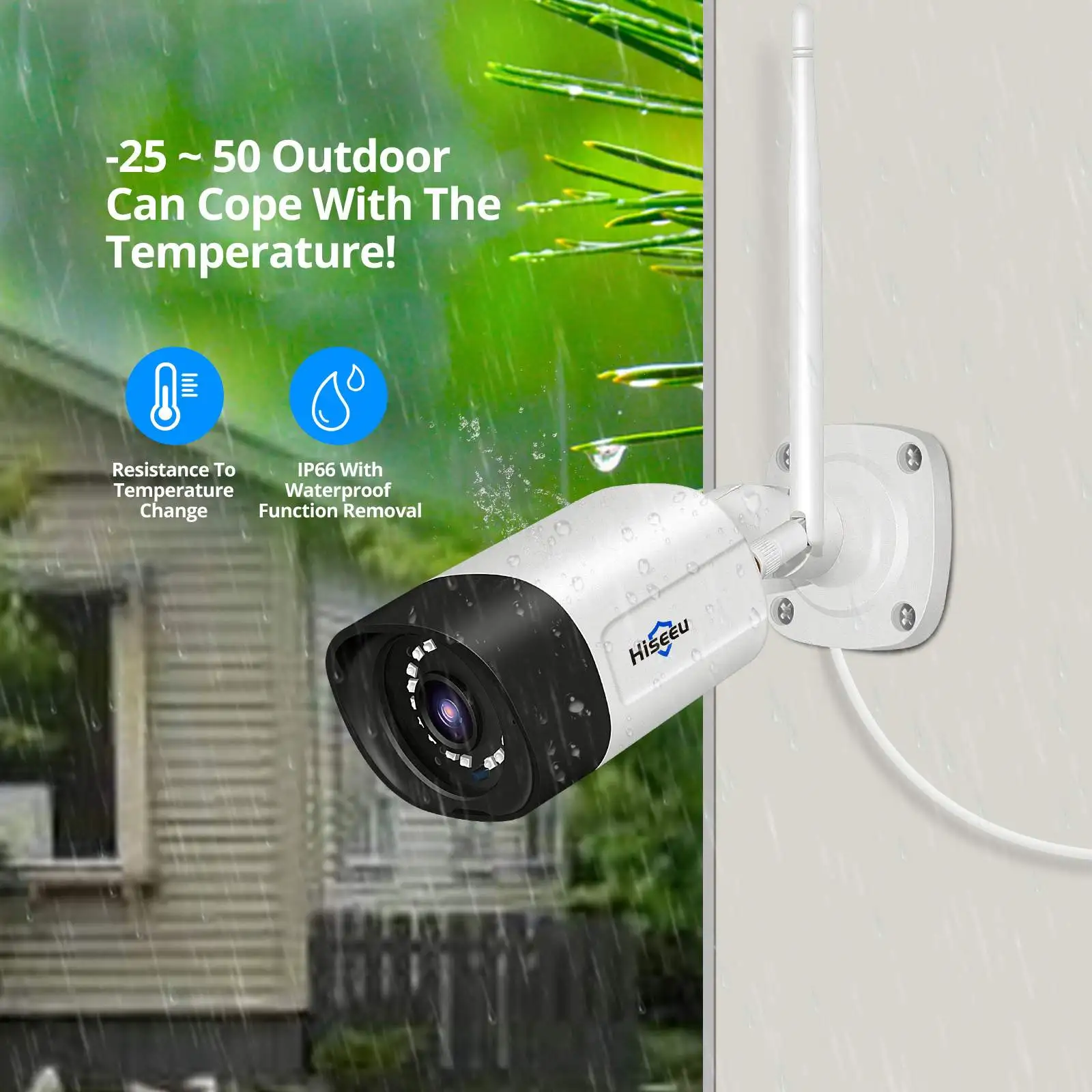 Hiseeu 8CH Wireless CCTV Surveillance Camera System 5MP PTZ WiFi Camera with 12-inch Monitor Color Night Vision Two-way Audio Se