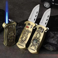 Metal Compass Jet Butane Gas Lighter, Outdoor Windproof Portable Turbine Torch Lighter for Men's Gift Cigarette Accessories