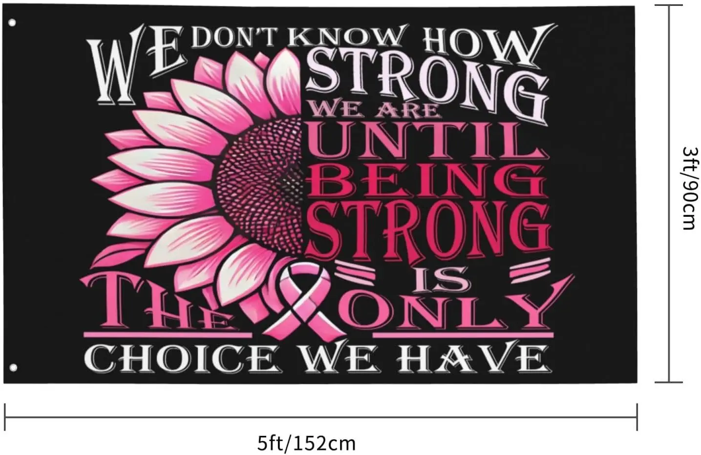 Breast Cancer Awareness Flag Pink Ribbon Black Flags 3x5 In for Home Outdoor Indoor Garden Decoration Banner Pink