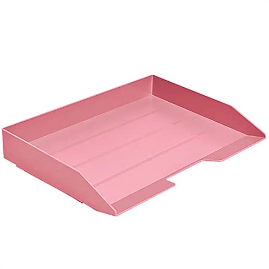 

Acrimet Stackable Letter Tray Single Side Load Plastic Desktop File Organizer Solid Pink Color (1 Unit)
