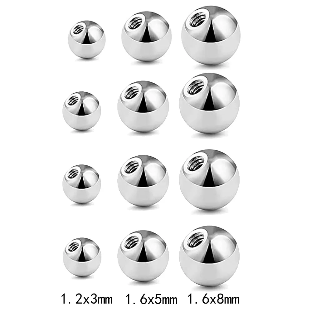 12 Pcs Piercing Balls 3mm 5mm 8mm 16G 14g Surgical Steel Externally Threaded Replacement Balls Piercing Barbell Parts