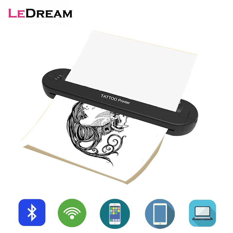 

1PC Smart Wireless Tattoo Printer Transfer Machine Copier Stencil Maker For Tatu Photos Thermal Transfer Paper Copy Printing