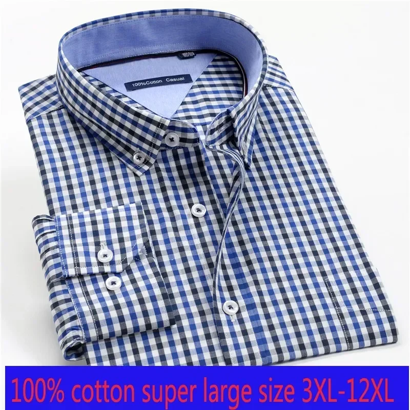 

new arrival Spring autumn men formal Extra Large 100% Cotton long sleeve Shirts high quality plus size 3XL-7XL 8XL 9XL 10XL