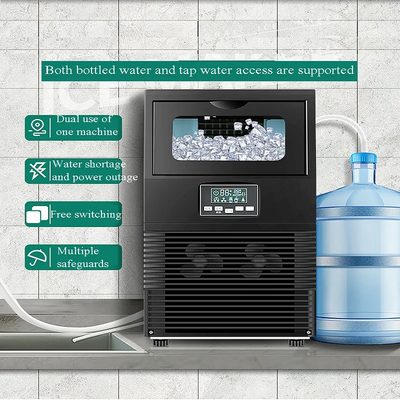 صانعات الثلج على سطح الطاولة، غطاء من الفولاذ المقاوم للصدأ، التنظيف الذاتي التلقائي مع أكياس الثلج ومغرفة الثلج، مكتب المطبخ والمزيد #6