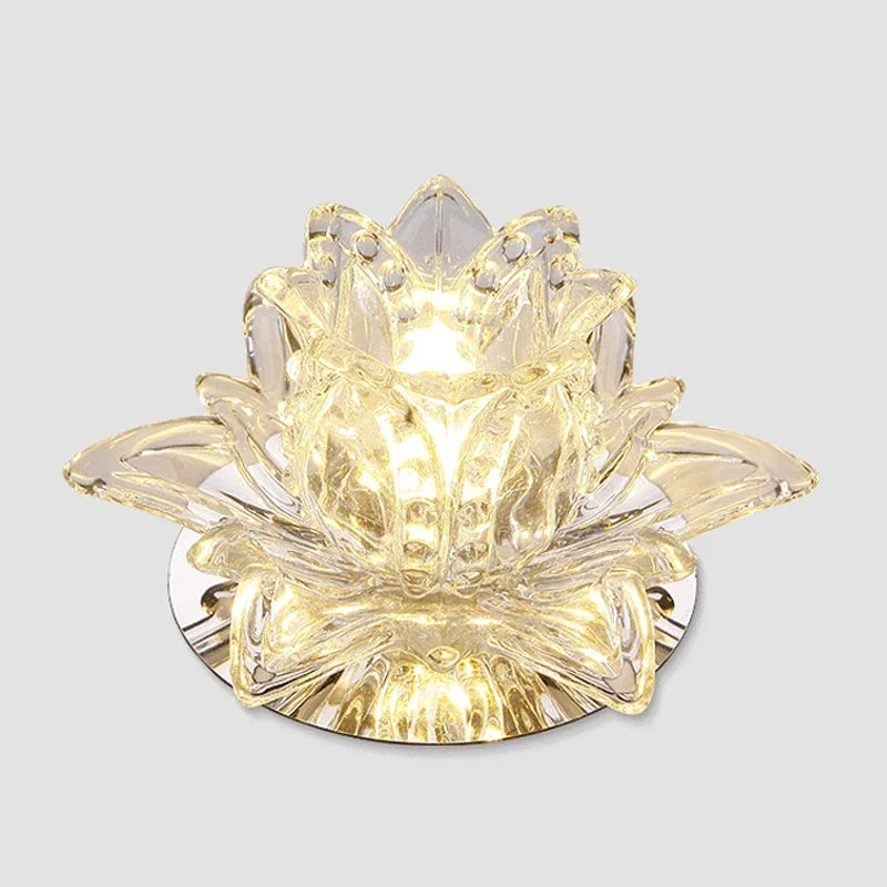 RGB ceiling Lamps Colorful Led Lotus Crystal  Spot Light for Corridors Balconies Hallways Creative Plafonnier Luminaire