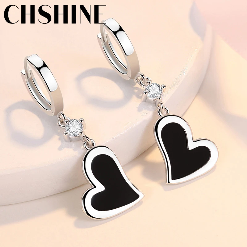 CHSHINE-pendientes de plata de ley 925 con forma de corazón para mujer, joyería de moda para boda, cena y fiesta