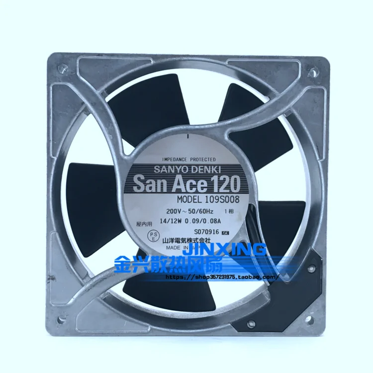 

Sanyo Denki 109S078UL AC 200V 18W 16W 120X20X38mm Server Cooling Fan