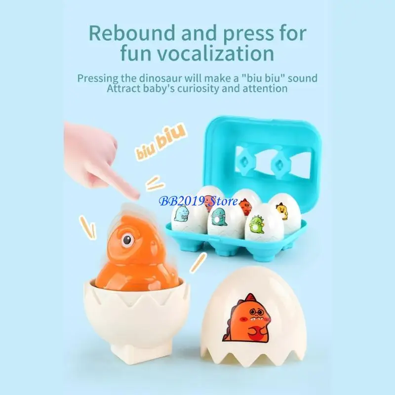 Q0KB Nesting Dinosaur Eggs Set Sensory Stimulation Toy For Toddlers Color Recognition Stacking Game With Baby Dino Surprises