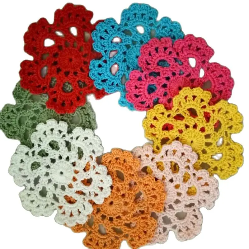 HOT round flower cotton placemat coaster kitchen Christmas table place mat Crochet wedding Table decoration and accessories