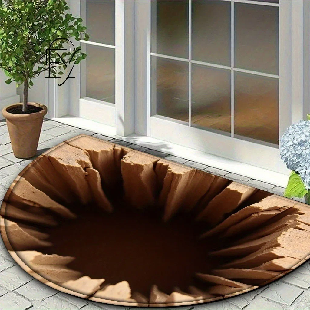 Half Circle Felt Doormat with a Minimal Arch Desert Landscape on White Non Slip Bath Rug for Washroom