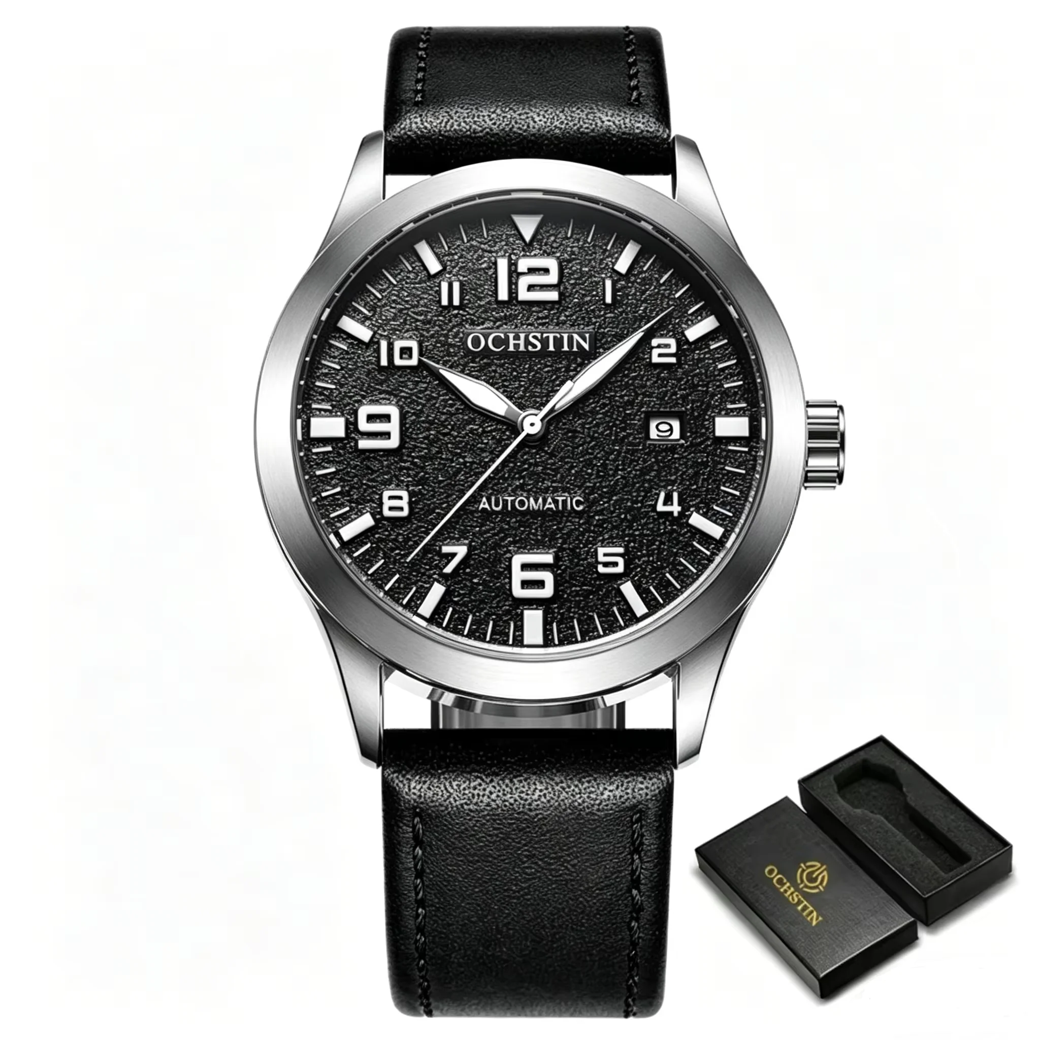 OCHSTIN Mann Mechanische Pilot Armbanduhren Luxus Selbst Wind Leder Mechaniker Männliche Uhr Auto Datum Relogio Masculino Geschenk für Männer