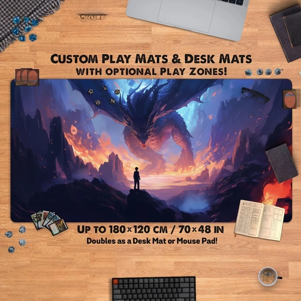 Dragon Playmat/Desk Mat, battle zone, tcg card game japanese dnd board rubber stitched xl, large custom giant Deskmat/Mouse pad