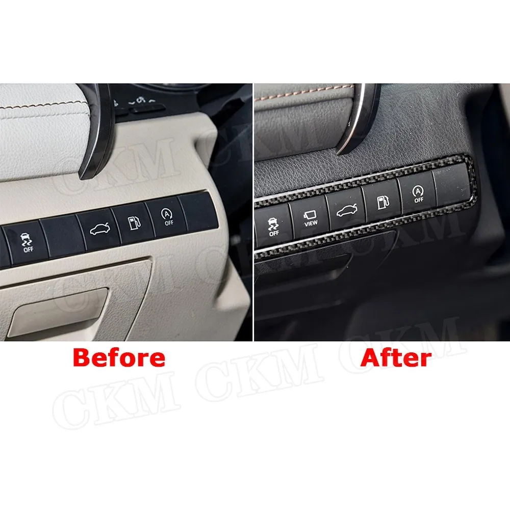Carbon Fiber Car Headlight Control Switch Button Trim Frame Cover Sticker For Toyota Camry 2018 2019 Car Styling