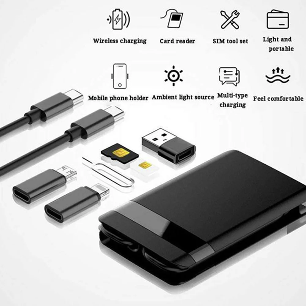 BUDI Multi-Function Universal Smart Adapter Card Storage Box 15W Wireless Charging for Xiaomi Travel Portable Storage Bag