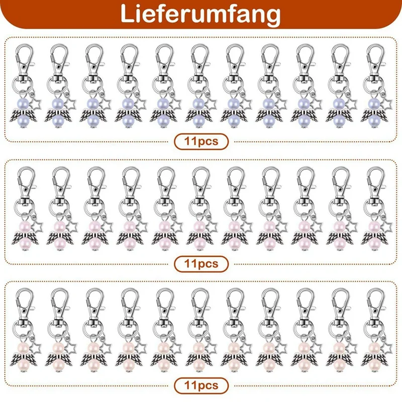 66 Pcs Party Favors Baptism Souvenir Mini Angle With Star Pendant Keychain