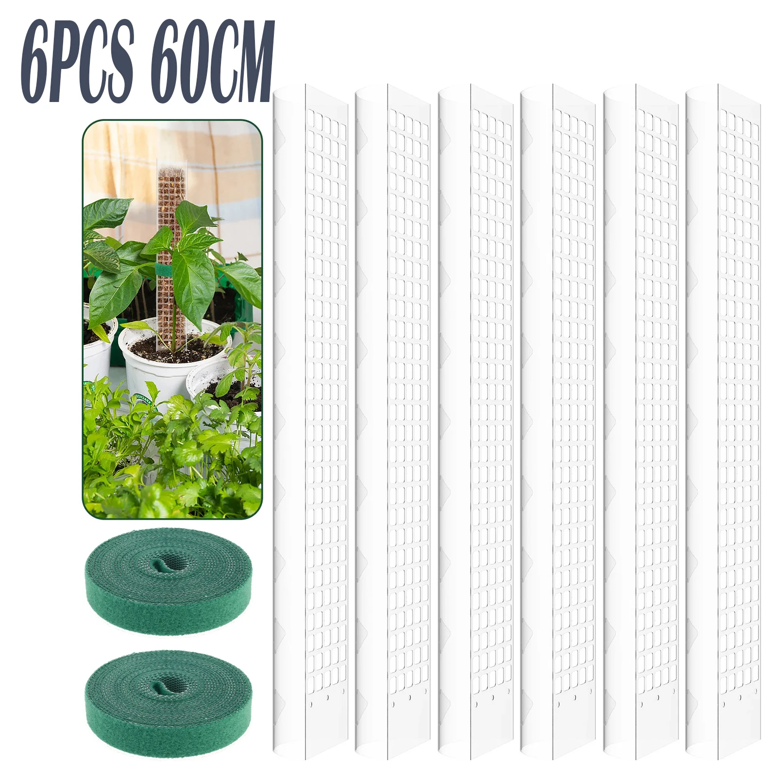 

6Pcs Plant Pole Support Transparent Garden Climbing Column Sphagnum Moss Pole Dill Vine Stand Garden Tools for Extension Stick