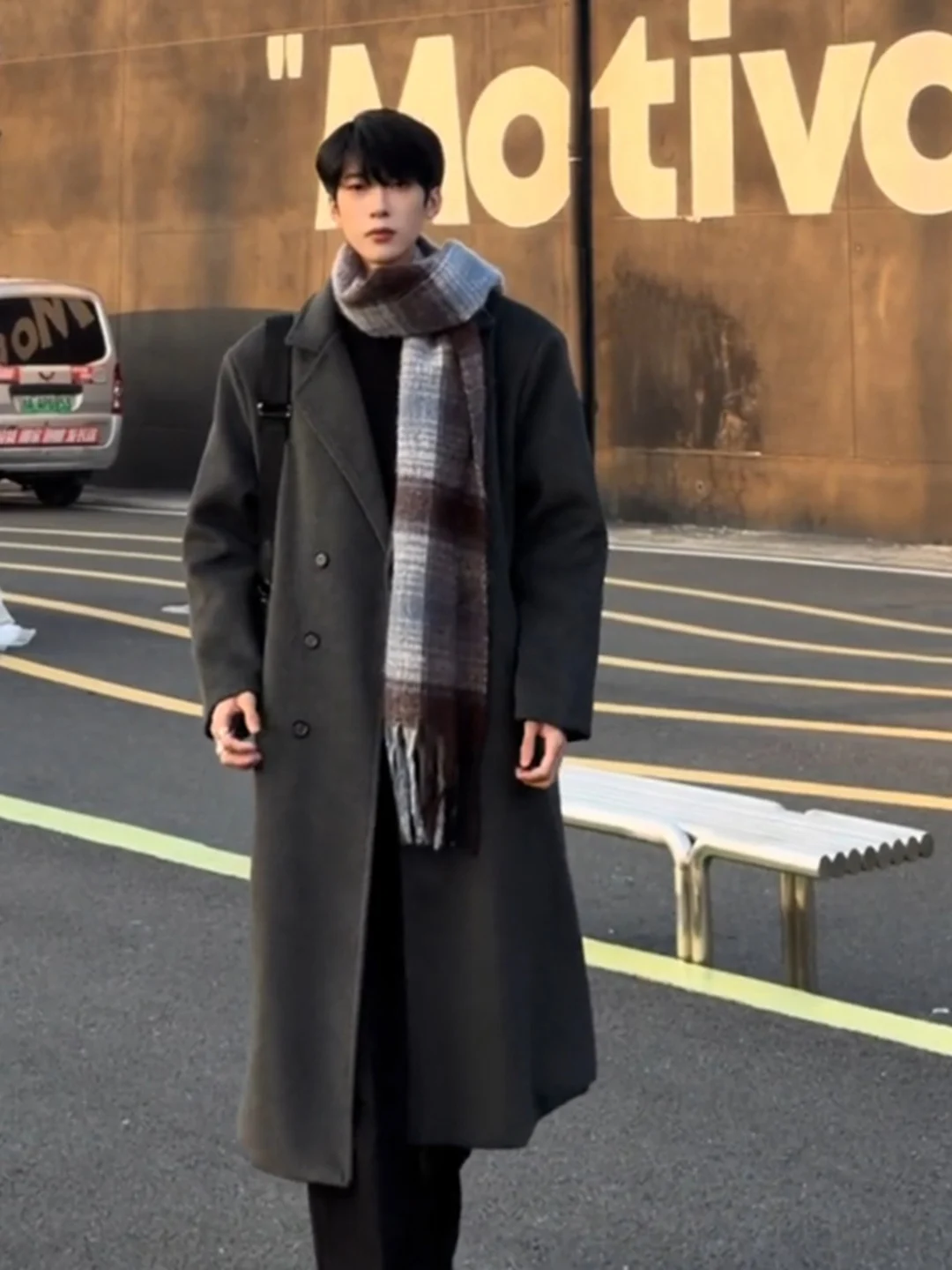 

Briti Sle Men's ey Kluke Woolen Coat Winter Mid-Length Tweed Jaet High-End Feel Busin Casual Long Sve Coat