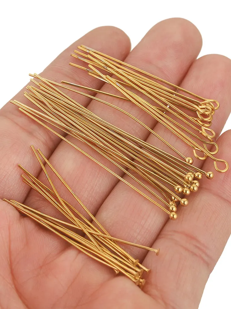 20pcs 20-70MM PVD Stainless Steel Eye Flat Ball Head Pins Needle for Beads Earrings Crafts Connector Jewelry Making Materials image 2