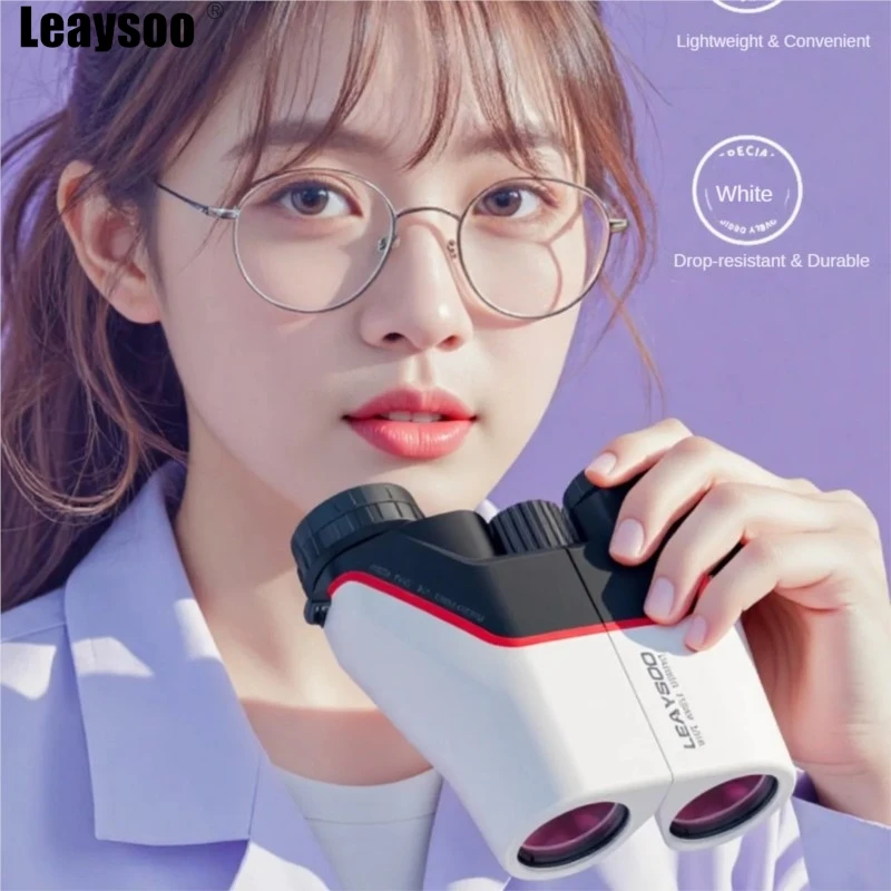 LEAYSOO 10X25 Professional Binoculars HD 190g Compact Folding Children's Telescope FMC Lens for Camping Bird Watching Concert