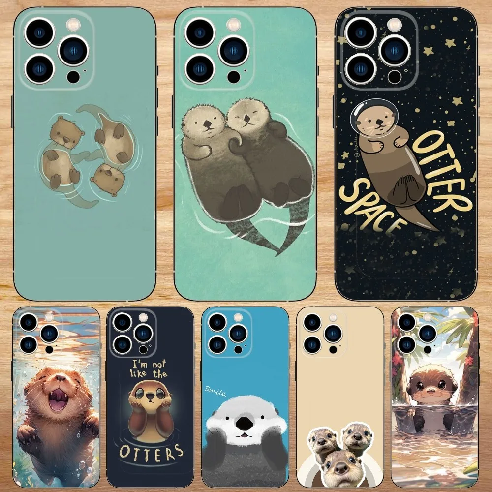 Cute Otter Lutra lutra Phone Case For iPhone15,14,13,12,11,Pro,Max,Plus,Mini,X,XS,XR,8,7,6,S,Plus,SE Soft Black Case