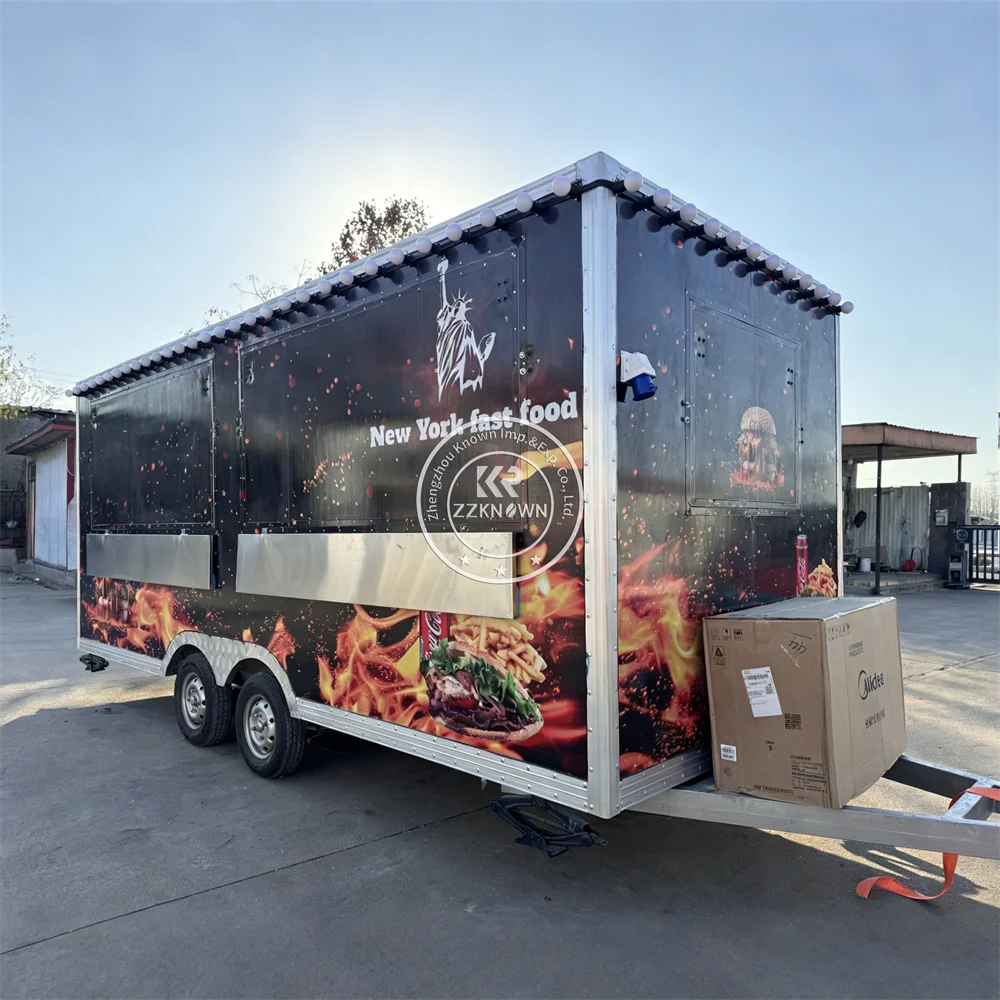 Best Selling Pizza Oven Bakery Fast Food Truck Pizza Baking Box Ice Cream Mobile Truck Trailer with Stainless Steel Interior