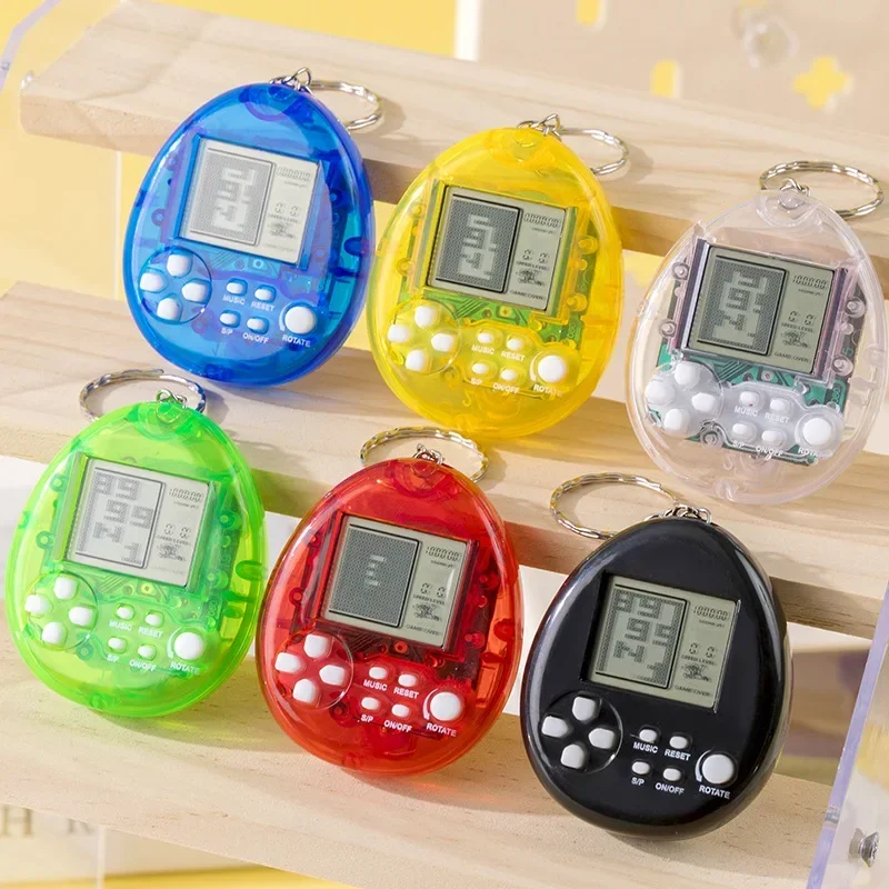 Macaron Color Mini Brick Game Keychain Portable Handheld Electronic Game Console Nostalgic Pocket Toy Gift For Christmas