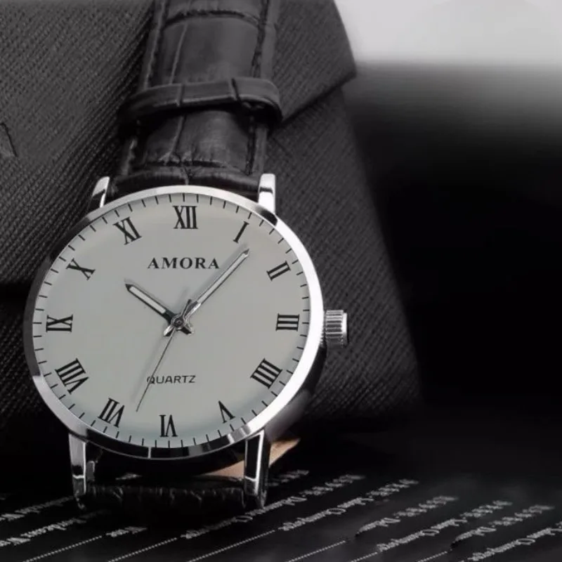 Reloj informal con esfera redonda, Relojes de pulsera de cuarzo con correa de cuero, Relojes de pulsera de negocios Para Hombre, Relojes de lujo Para Hombre