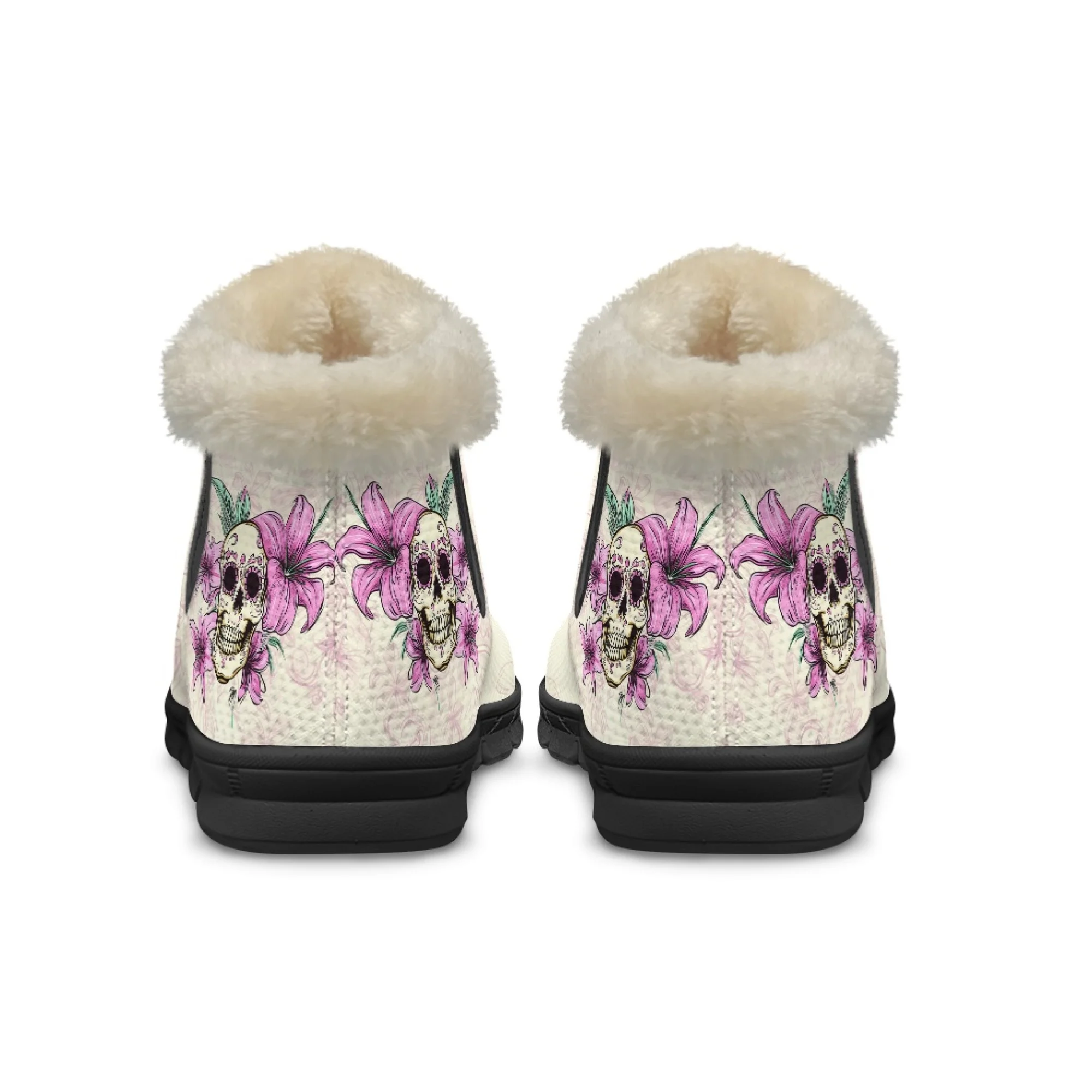 INSTANTARTS botas de nieve para mujer lindo calavera de azúcar Casual suave señoras corto de felpa cómodos zapatos cálidos de invierno frauen stiefel