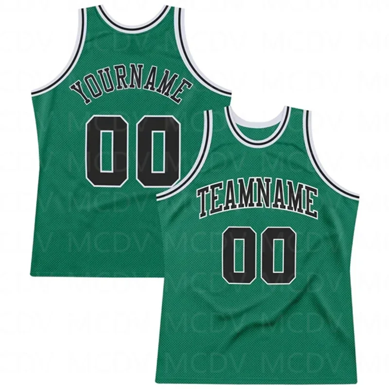 Custom Kelly Green Gold-White Authentic Throwback Basketball 3D Print Team Name Number Vest Game Practice Clothes Adult/Youth