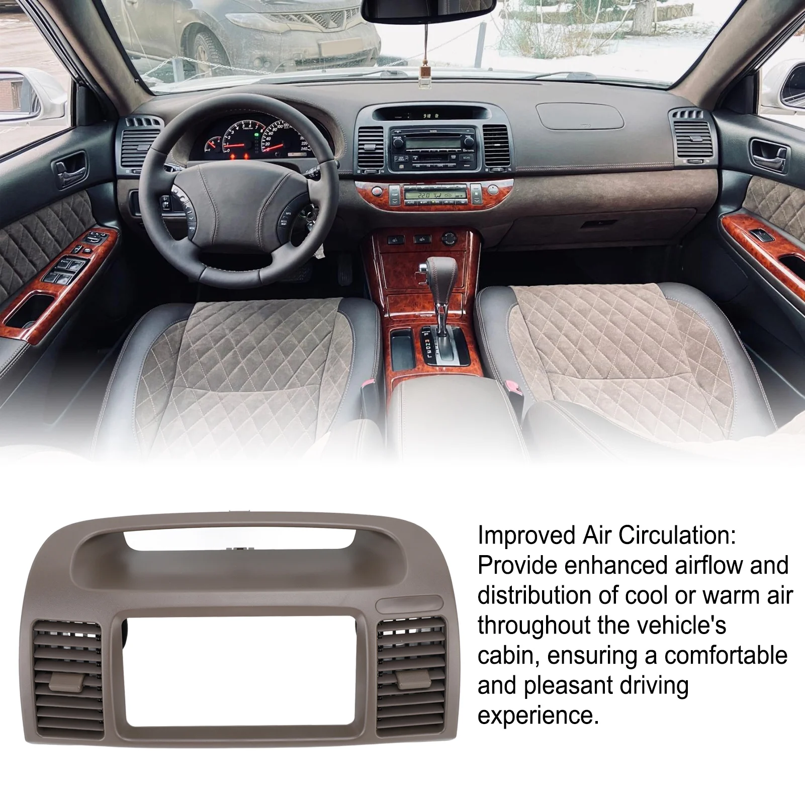

Center Dash Air Outlet Panel Car Front AC Air Vent Panel Assembly Bezel Replacement for Toyota Camry XV30 2001 to 2006