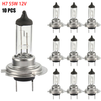 10PCS Halogen Headlight Bulb H7 55W 12V Halogen Bulb Super White Car Headlight Auto Replacement Parts