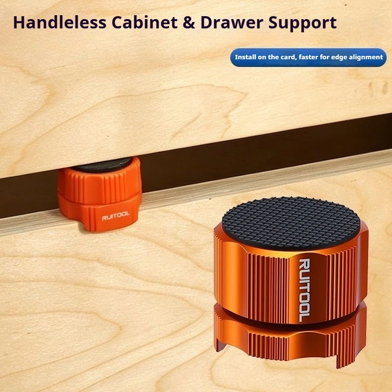 2pcs Cabinet Door Mounting Aid Tool Aluminum Alloy/Plastic Handle-Free Drawer Front Support Cabinet Installation Bracket Tools