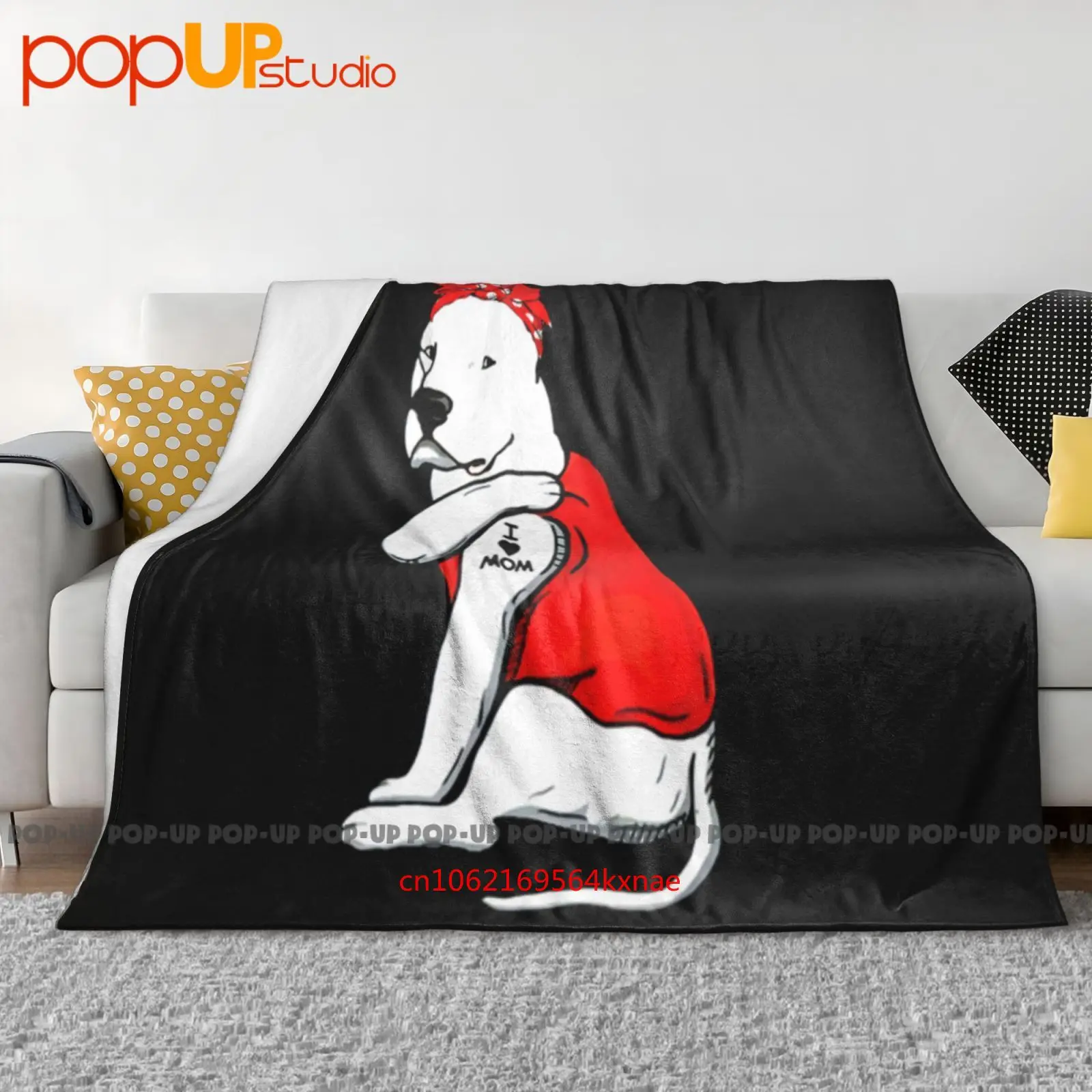 Dogo Argentino Dog Tattoo I Love Mom Manta ultrasuave Edredón Funda de sofá de invierno Fundas de cama