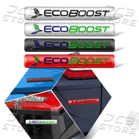Metal Car Emblem EcoBoost Logo Car Rear Trunk Body Sticker Badge Decor For Ford Focus 3 4 5 Fiesta Mondeo Kuga Escape Edge