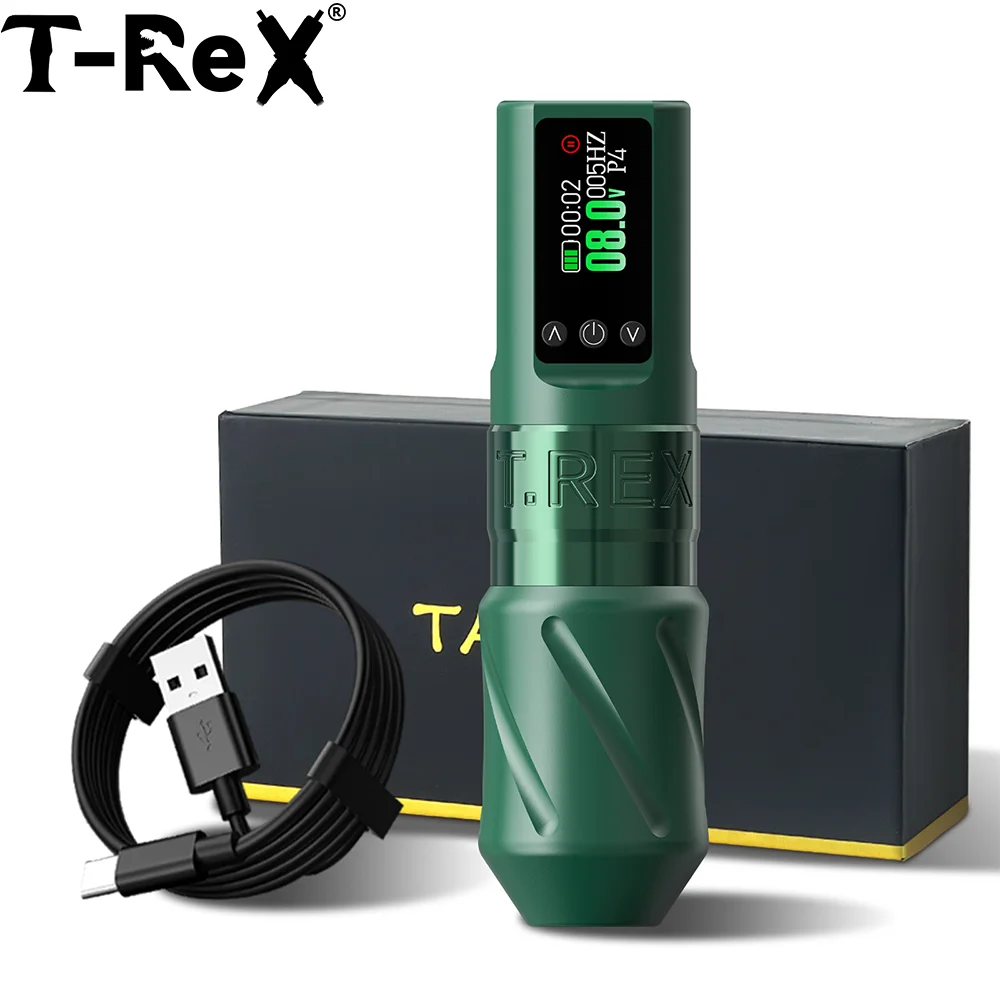 

T-Rex Tattoo Machine Pen Wireless Tattoo Machine with 1600mAh Battery Smart Display, Rotating Cartridge Tattoo Gun 3.5mm Travel